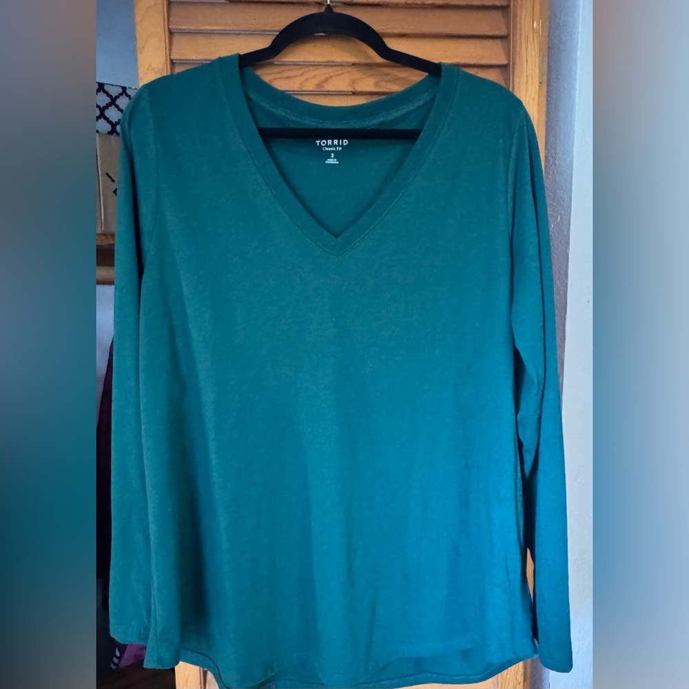 Torrid Girlfriend V-Neck Signature Jersey Long Sleeve Tee